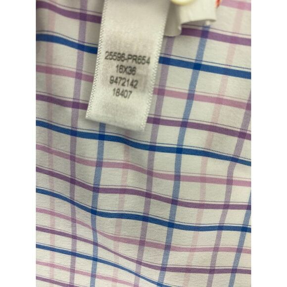Bonobos Button-Down Shirt Pink and Blue Check Slim Fit Stretch - Size 16 * 36 - Picture 8 of 8